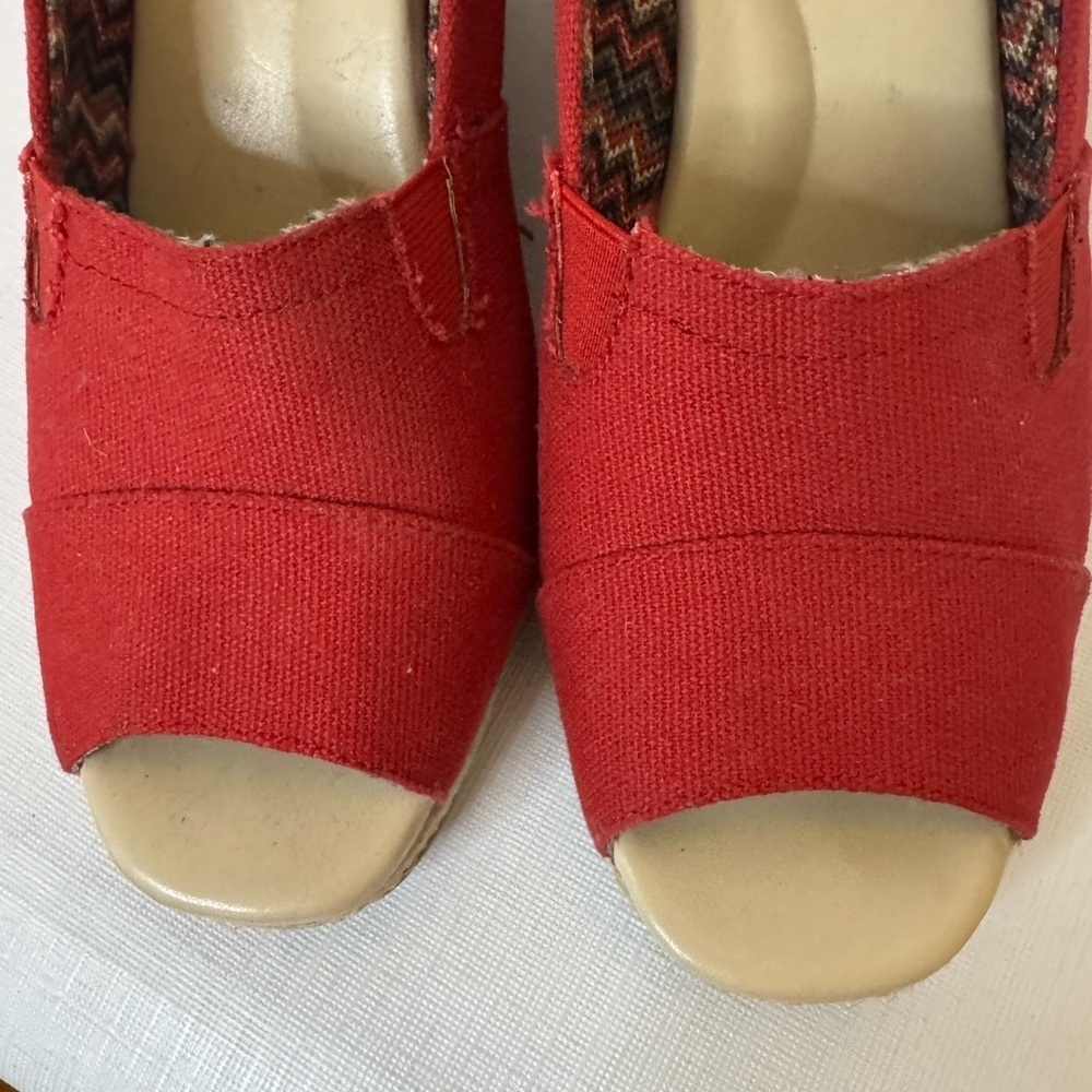 Faded Glory Women's Red Peep Toe Shoes Size 7 Fast Shipping Y2K Vintage - Picture 3 of 16